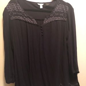 Cato black peasant top